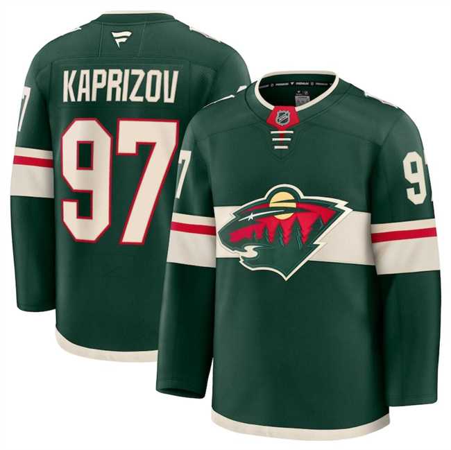 Men%27s Minnesota Wild #97 Kirill Kaprizov Green 2024-25 Home Stitched Hockey Jersey Dzhi